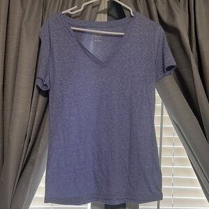 Mossimo Supply Co. Heathered Blue V-Neck Tee